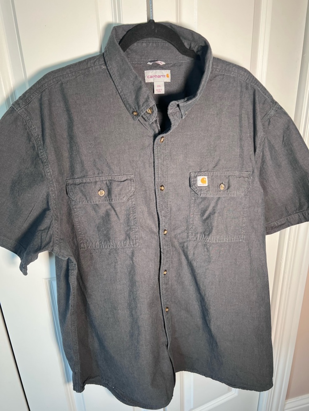 Carhartt Men's Short-Sleeve Button-Down Shirt in Charcoal 2XL